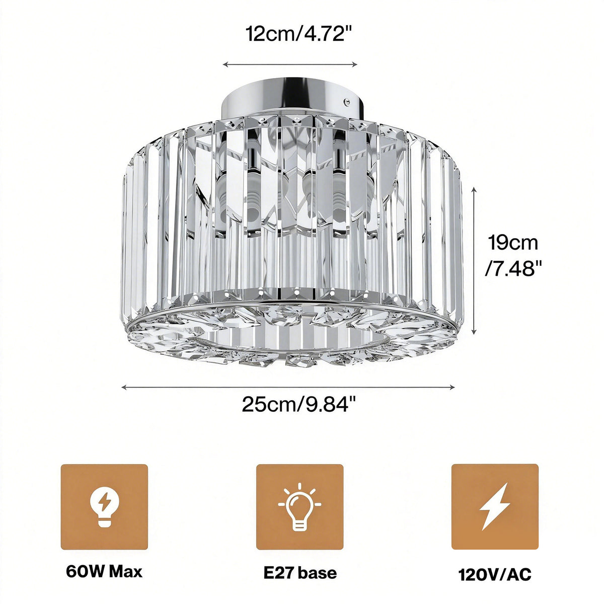 Emitto Crystal Ceiling Light Modern Chandelier Bedroom Hallway Pendant Lamp E27