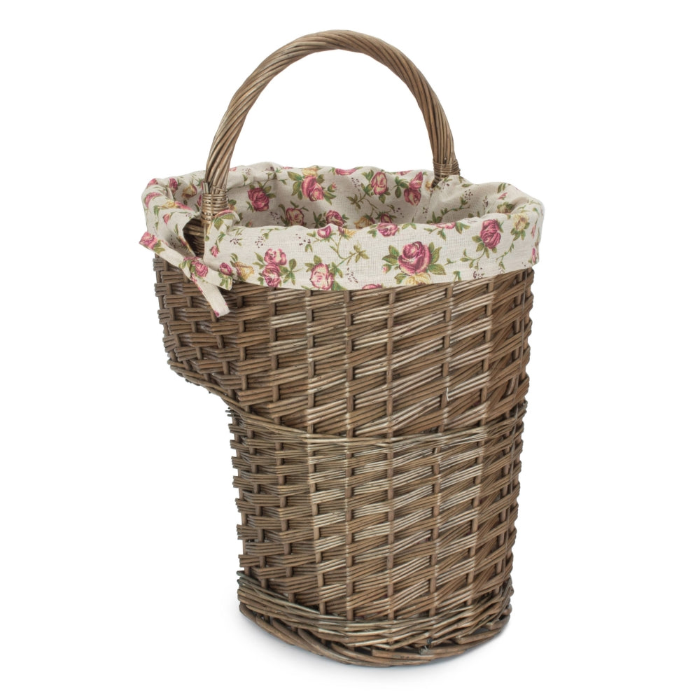 Wicker Antique Wash Finished Stair Basket | Pink