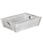 Vintage Heart Cut Handle Wooden Tray | Set-of-2 | Gray