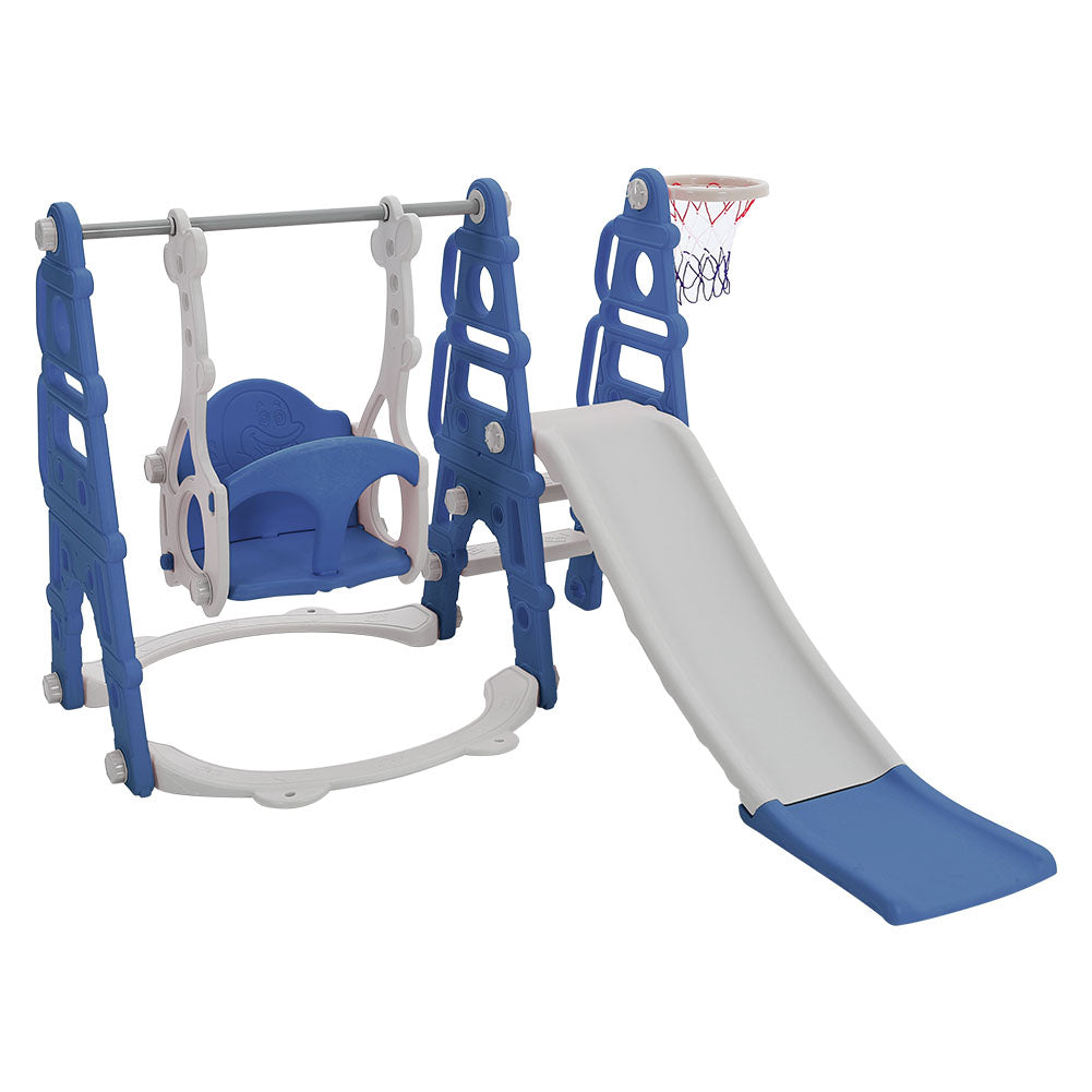 3-in-1 Children Toddler Swing And Slide Set With Basketball Hoop