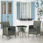 Rattan Bistro Set Garden Chair Table Patio Outdoor | Dark Gray