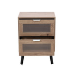 Breeins Modern Dual-drawer Bedside Table With Solid Wood Legs