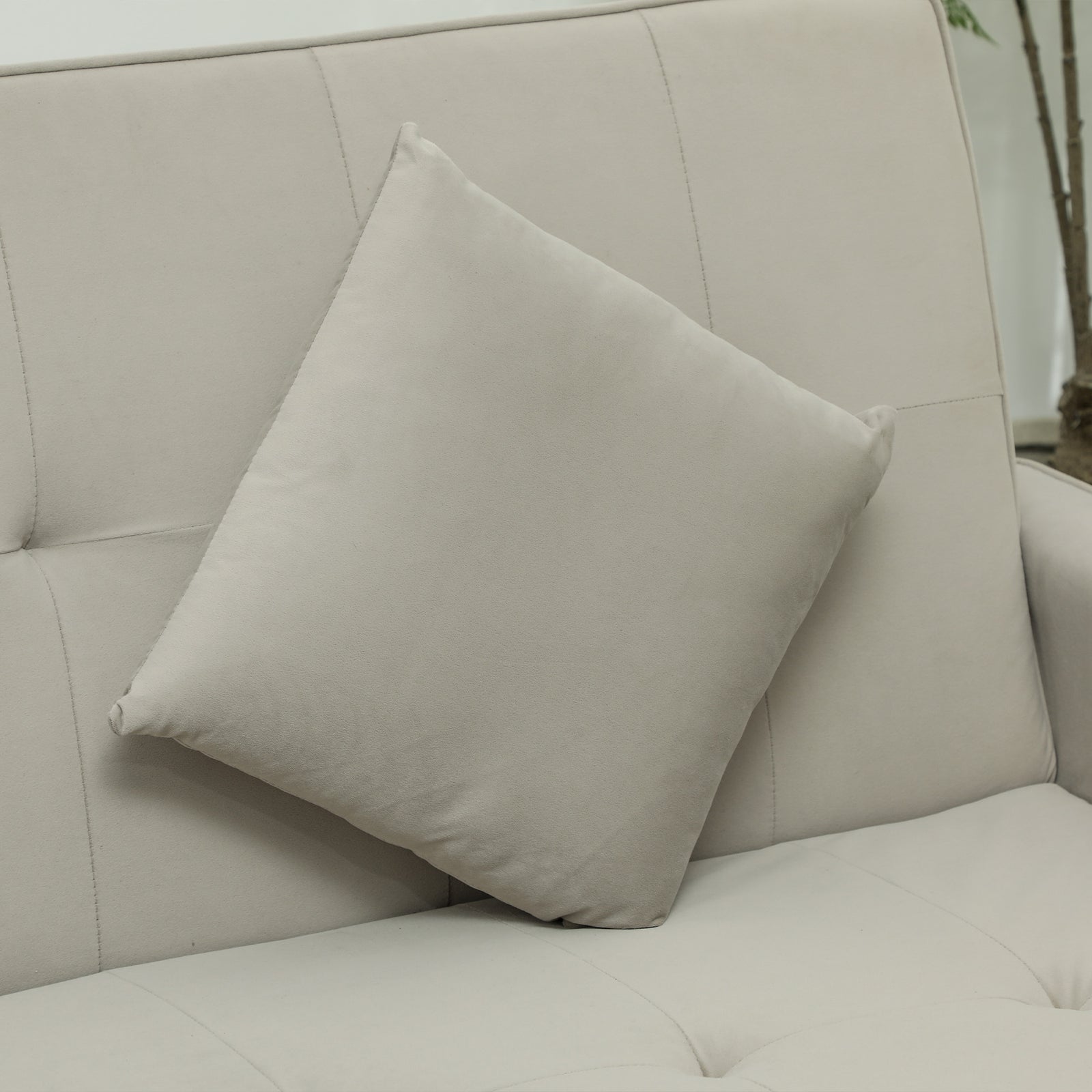 Reversible L-shaped Sectional Sofa Bed With Cushions | One Size | Beige