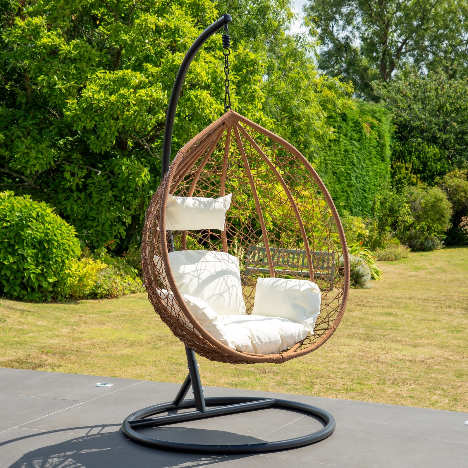 Sutton Hanging Swing Single Egg Pod Chair | One Size | Cream