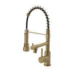 Stainless Steel Kitchen Faucet With Pull Down Spring Spout And Pot Filler | Gold