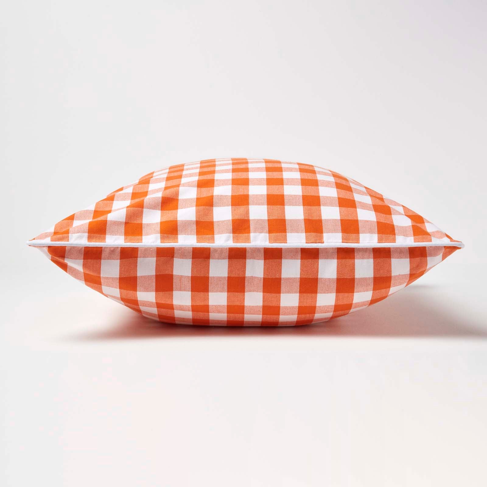 Block Check Cotton Gingham Cushion Cover | 45cm x 45cm | Orange