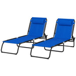 2 Pcs Beach Chaise Lounge 4 Adjustable Positions | Set of 2 | Navy Blue