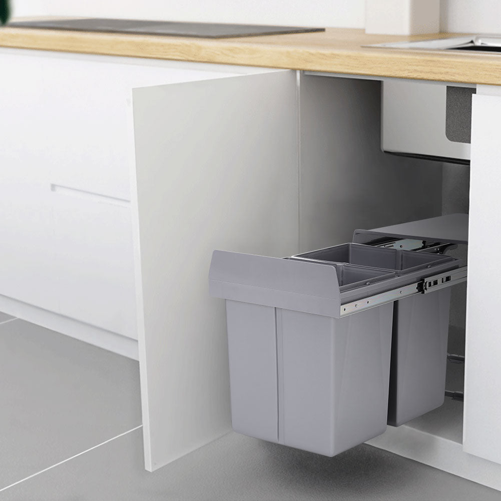 20l+20l Under-cabinet Trash Bin With Smooth Metal Runners