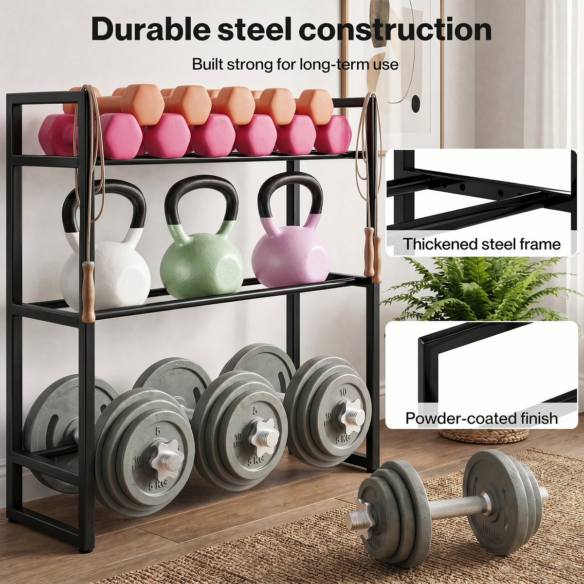 Centra 3 Tier Adjustable Steel Dumbbell Rack 270kg Heavy Duty Weight Storage