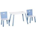 3 Pcs Kids Table & Chairs Dining Set Wood Legs Safe Corners Stars Seating