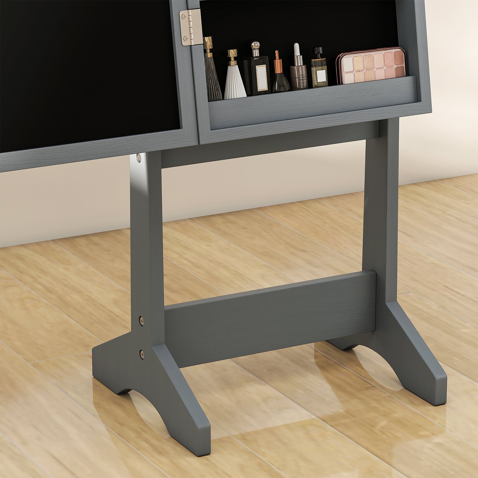 Freestanding Mirror Jewelry Cabinet With Led Lights | Grey
