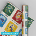 Hogwarts Houses 2 Sheets & 2 Tags Wrapping Paper