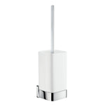 Polished Chrome Mounted Toilet Brush And Porcelain Container | Polished Chrome