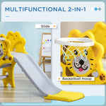 2 In 1 Kids Slide For Indoor Use With Basketball Hoop For 18-36 Months | Yellow