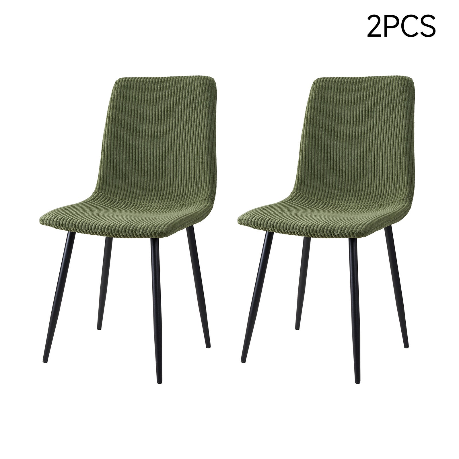 Corduroy Upholstered Dining Chairs | Set-of-2 | Dark Green