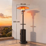 Gas Patio Heater W/ Table Tray, 13 Kw Propane Outdoor Heater, Brown
