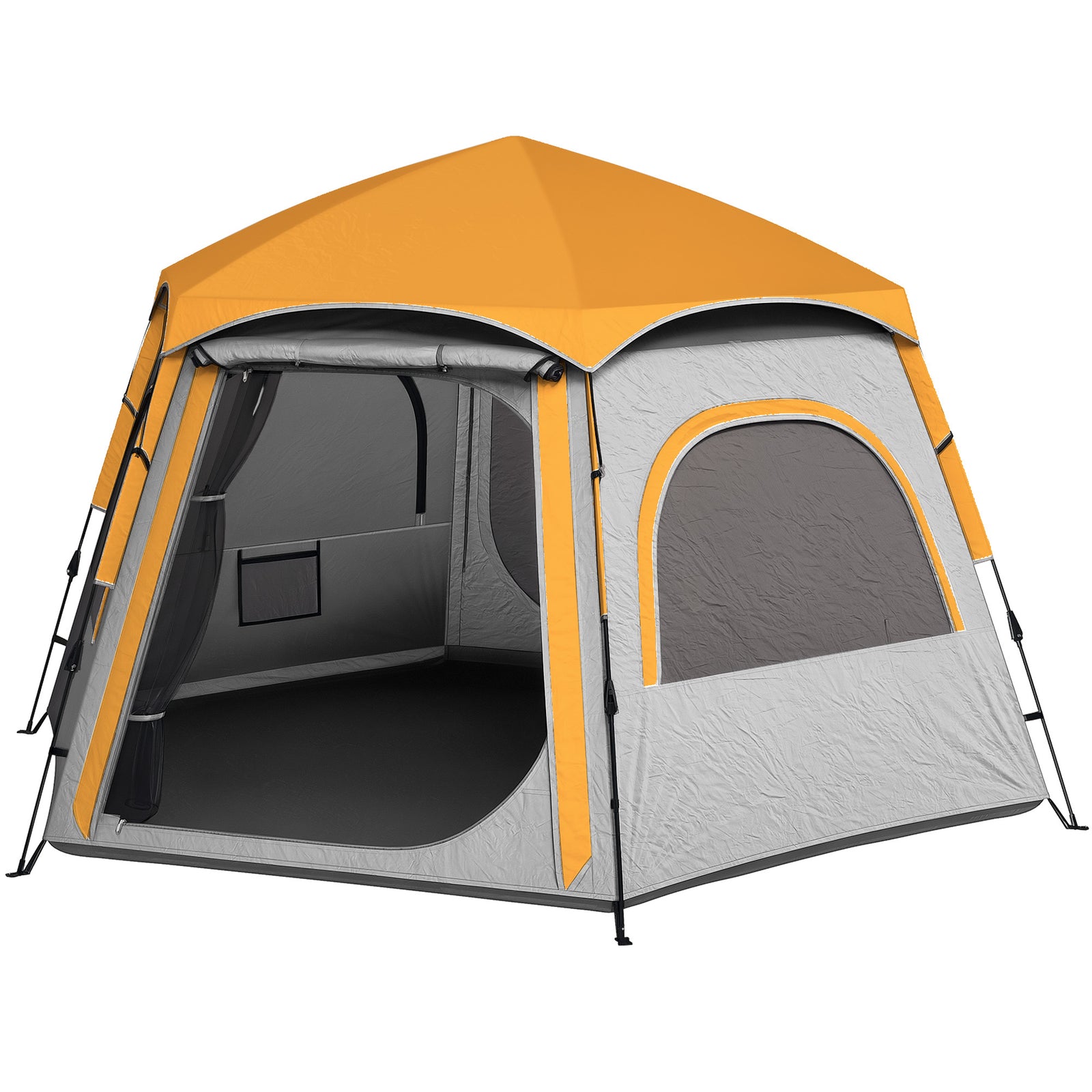 Instant 2/3/4 Person Dome Tent, Hexagonal | Light Grey