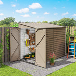 5 X 9ft Galvanised Metal Garden Shed With Foundation Kit | Brown