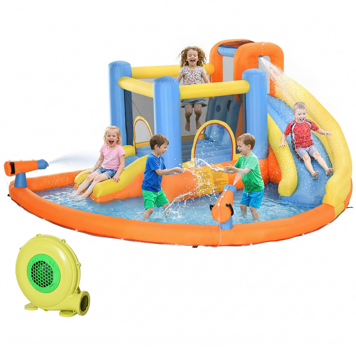AIYAPLAY 5 In 1 Inflatable Bouncy Castle For Children With Dual Slides