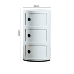 Cylindrical Multi-tiered Plastic Storage Drawer Unit | White
