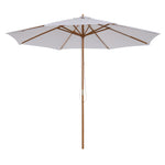 3m Wooden Bamboo Parasol Outdoor Umbrella Canopy | White