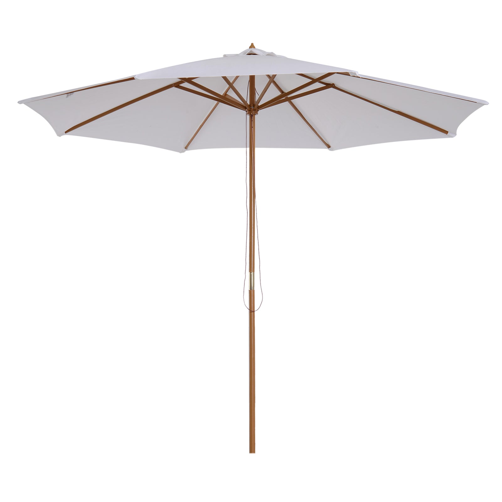3m Wooden Bamboo Parasol Outdoor Umbrella Canopy | White