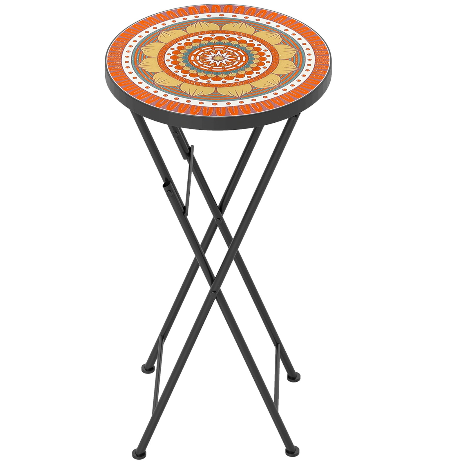 Mosaic Garden Table, 35.5cm Folding Coffee Table | Orange
