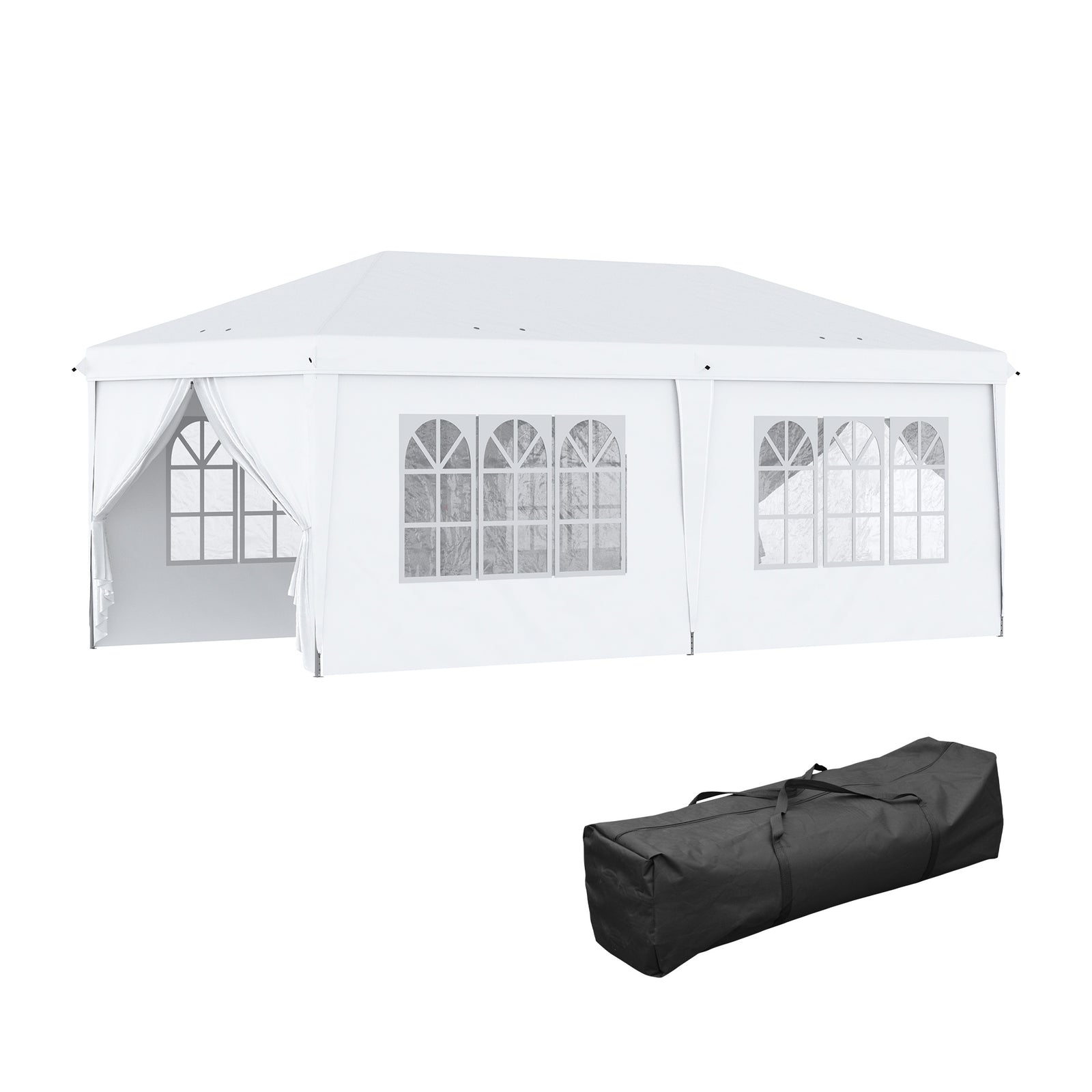 3 X 6 M Pop Up Gazebo With Sides And Windows | White