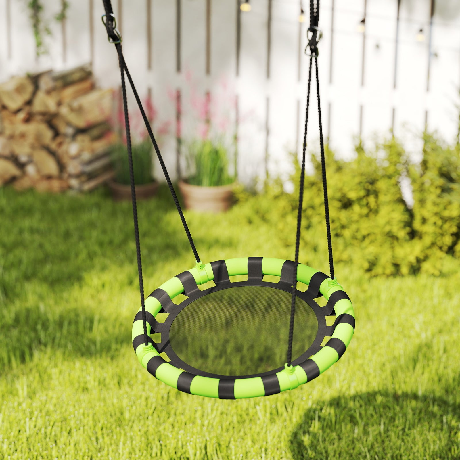 Kid Nest Swing Seat, Hanging Swing Set With Height Adjustable Ropes | Small | Black