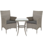 Rattan Bistro Set Garden Chair Table Patio Outdoor | Light Slate Gray