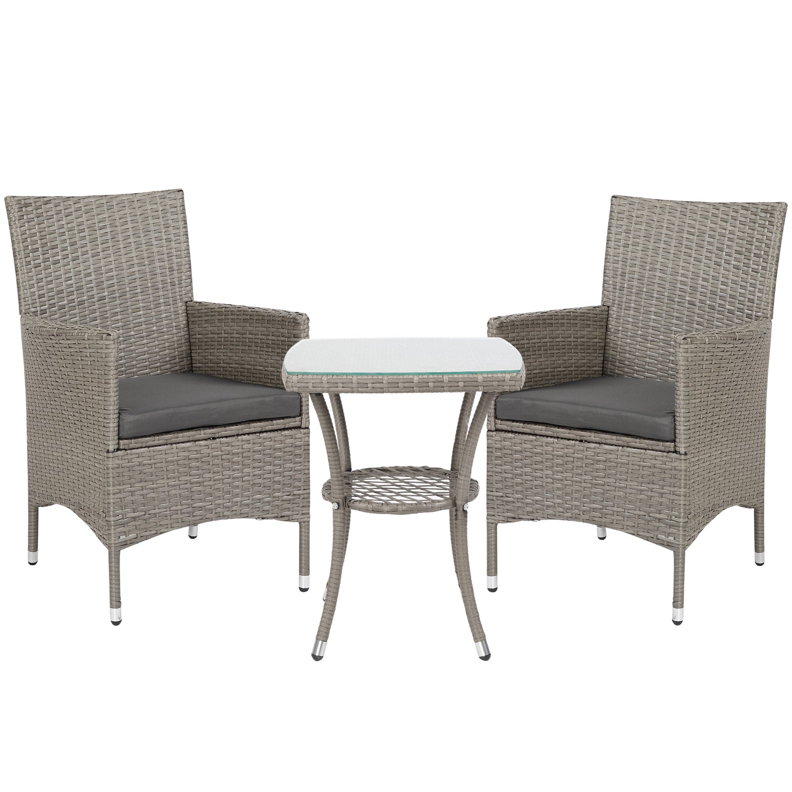 Rattan Bistro Set Garden Chair Table Patio Outdoor | Light Slate Gray