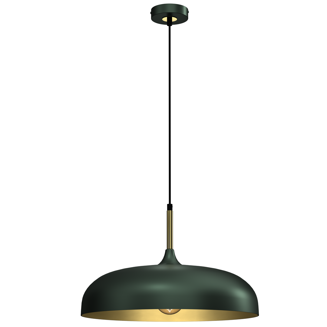 Lincoln 45cm Pendant Lamp Stylish Hand Made Scandi Style Lamp With A Golden Finish To The Shade Interior 1xe27 | 45cm | Green