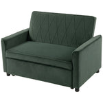 2 Seater Sofa Bed, 3-in-1 Velvet Pull Out Sleeper Sofa | Dark Green