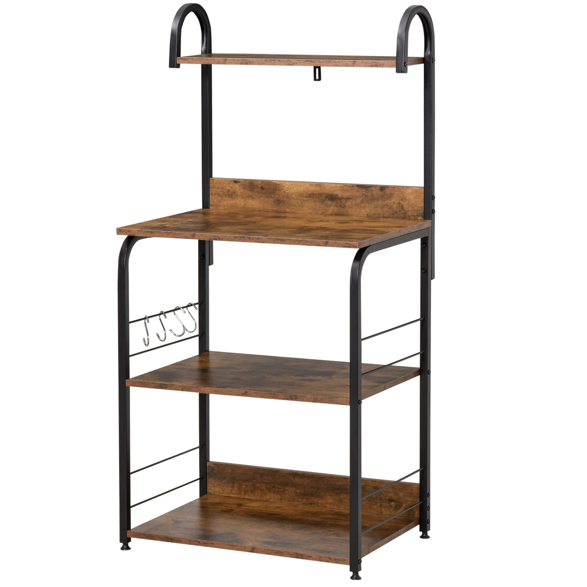 HOMCOM 4-tier Baker's Rack With Storage, Microwave Stand With 4 Hooks