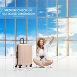 Medium 26" Hard Shell Check In Suitcase 8 Spinner Wheels Hold Luggage | Medium | Champagne