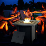 Outdoor Propane Gas Fire Pit Table W/ Lid And Lava Rocks