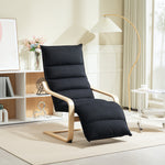 Birch Wood Lounge Chair For Living Room, Bedroom | One Size | Black