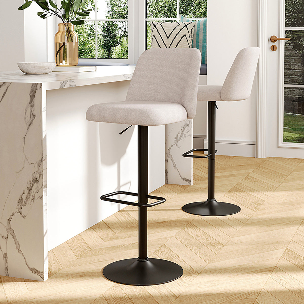 Breeins Set Of 2 Height Adjustable Swivel Bar Stools