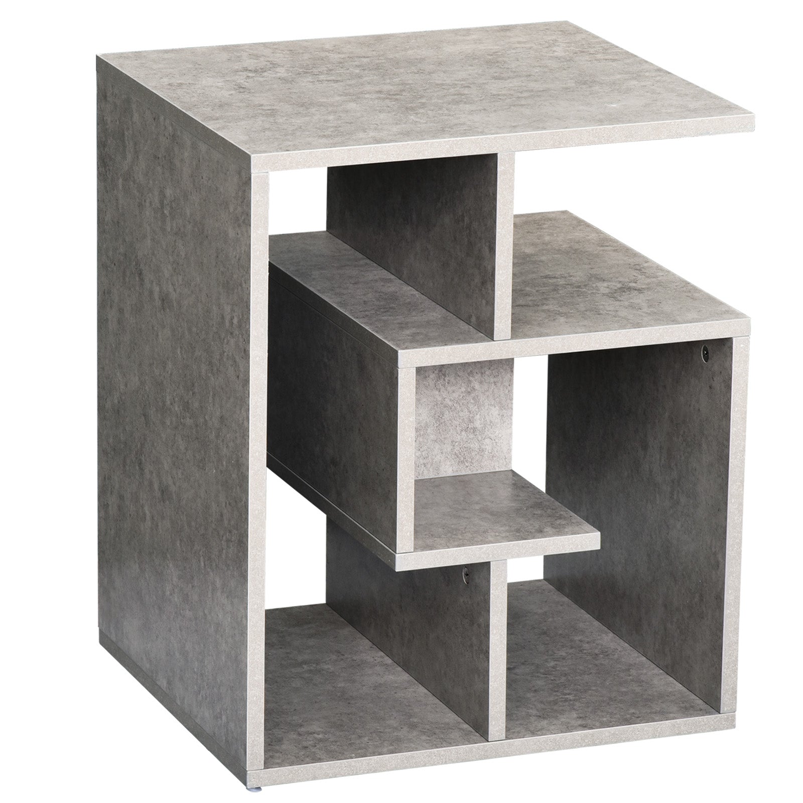 3-tier Side End Table Open Shelves Storage Coffee Book | Gray
