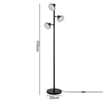 Emitto Floor Lamp, 3-light Dimmable Standing Lamp, Remote Touch, Black