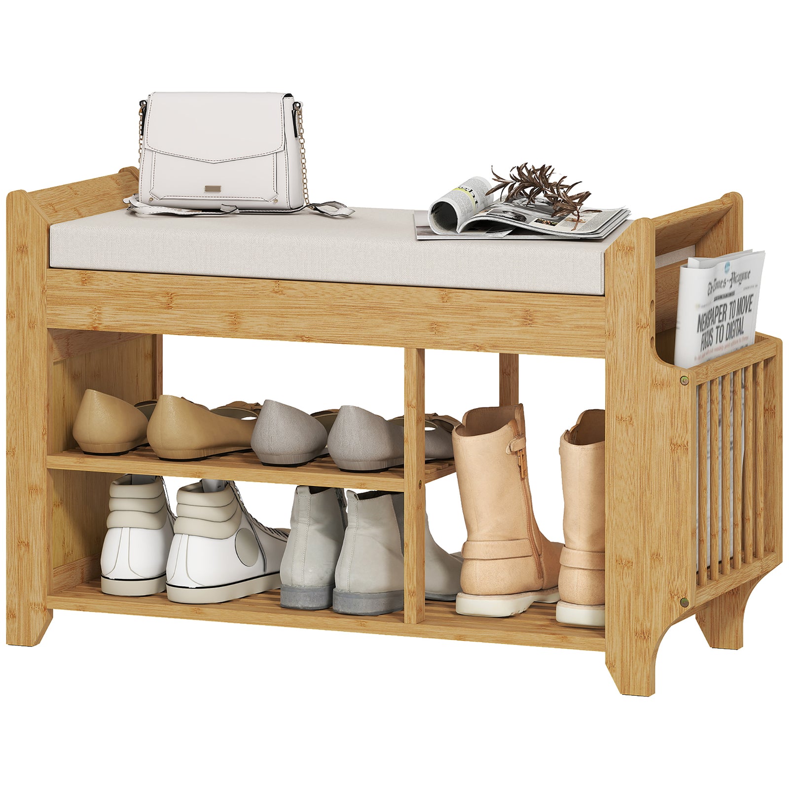 Shoe Bench Cushioned Seat 100 Cm | Natural