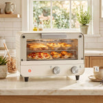 Mini Countertop Oven With Glass Door And Timer | Cream White