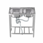76cm*40cm*85cm H 201 Stainless Steel 2 Compartments Commercial Sink