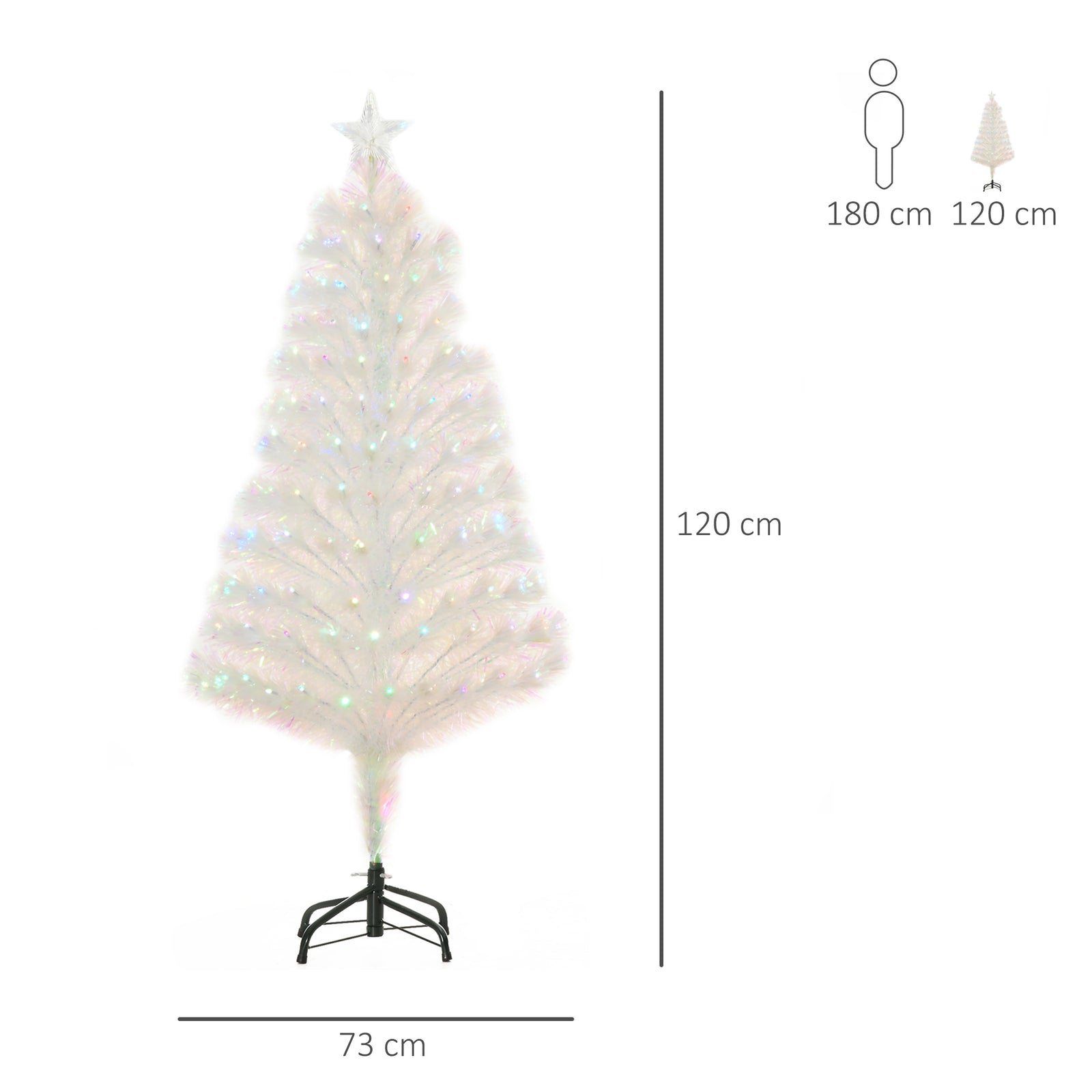 Pre-lit Artificial Christmas Tree Fibre Optic Xmas Decoration | 4ft | White