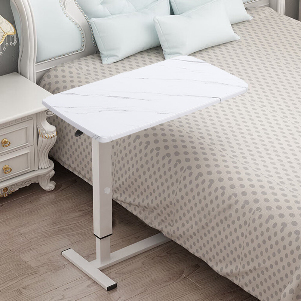 Overbed Table With Wheels, Small Standing Desk, 80 X 40 Cm Tabletop, 67-91cm Adjustable Height | White