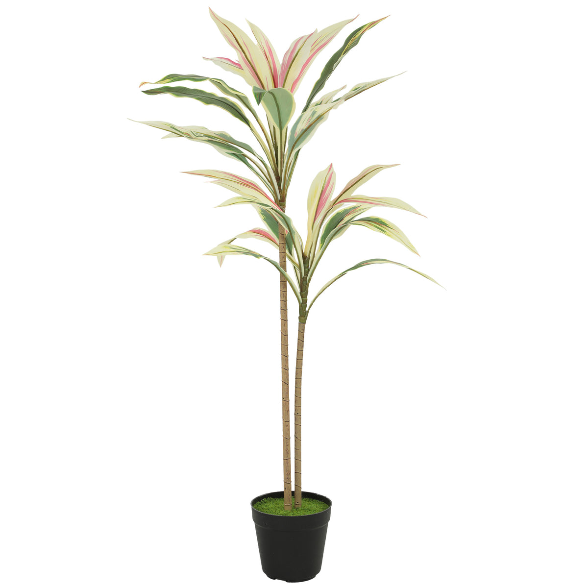 HOMCOM 90 Cm Artificial Cordyline Tree In Moss Effect Pot, Yellow