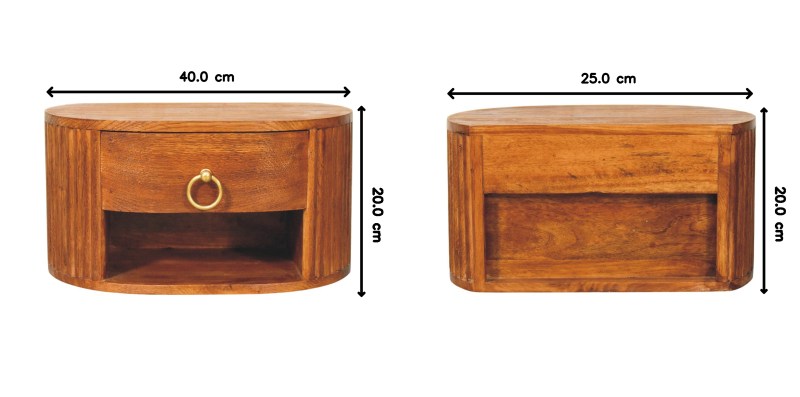 Artisan Furniture Solid Wood Oval Wall Nightstand