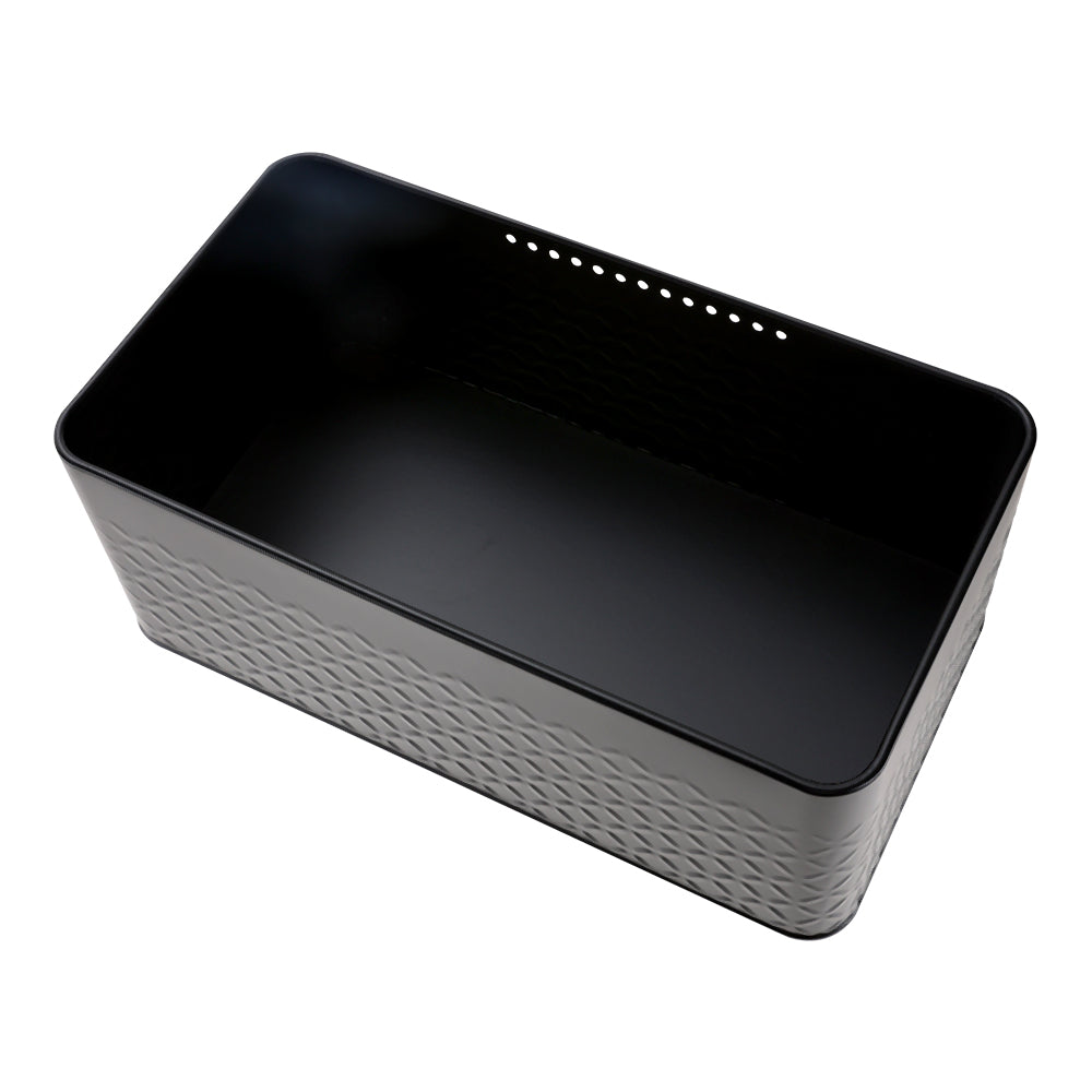 Countertop Metal Bread Box Container With Bamboo Lid | Black