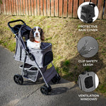 Pet Stroller With Rain Cover | Dark Grey