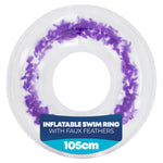 Transparent Inflatable Swim Ring With Faux Feathers | One Size | Purple